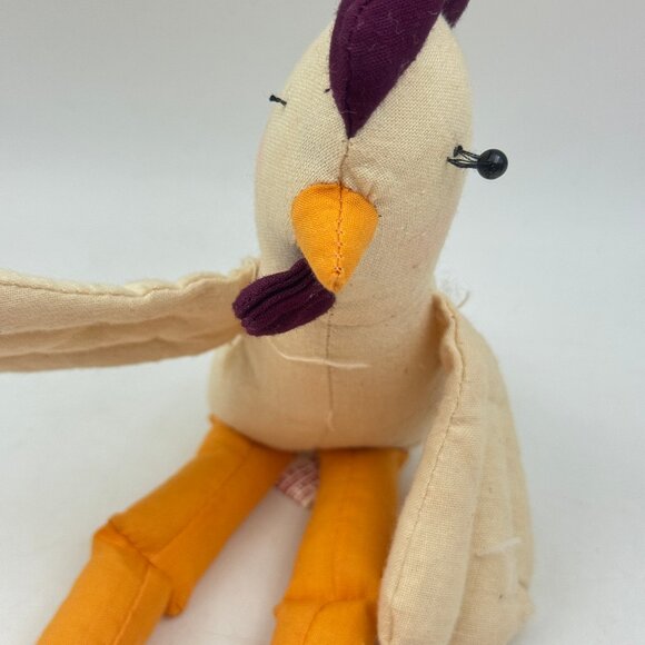 Farmhouse Muslin Chicken Set Shelf Sitters Stuffed Hen Decor in Basket BUNDLE - Picture 12 of 12